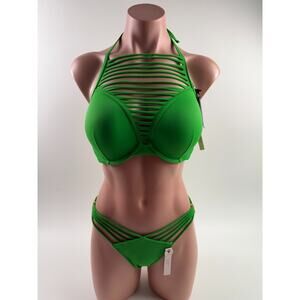 Victoria's Secret VS Archives Bikini Top & Brazilian Bottom Green Set 34D/M